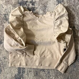 Zara Beige Ruffle Sleeve Sweatshirt